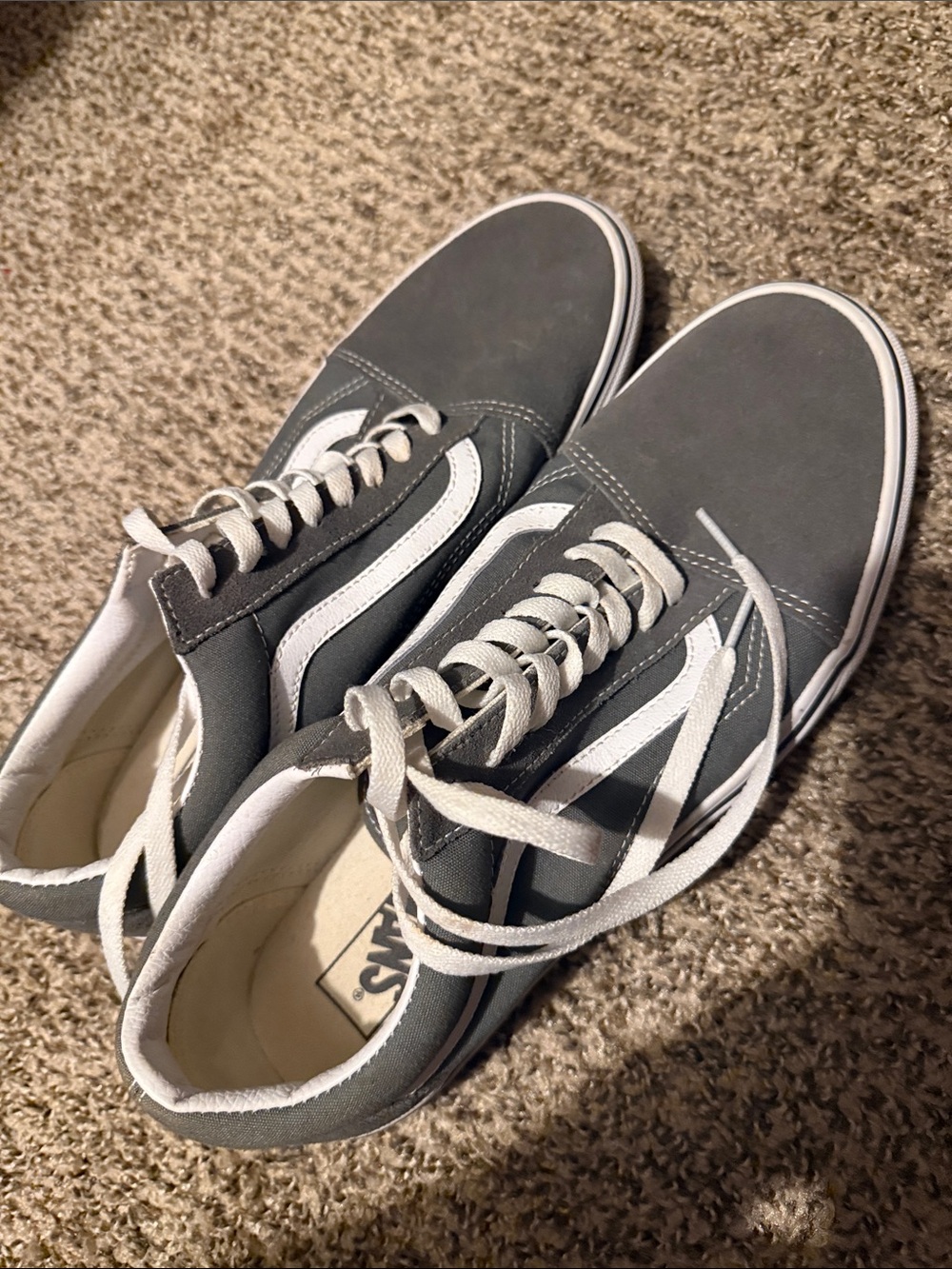 Vans Gray Low-Top Sneakers with White Stripe